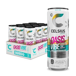 CELSIUS OASIS VIBE Sparkling Prickly Pear Lime. Sugar Free Energy Drink. 12 Fl Oz (Pack of 12) : Grocery & Gourmet Food